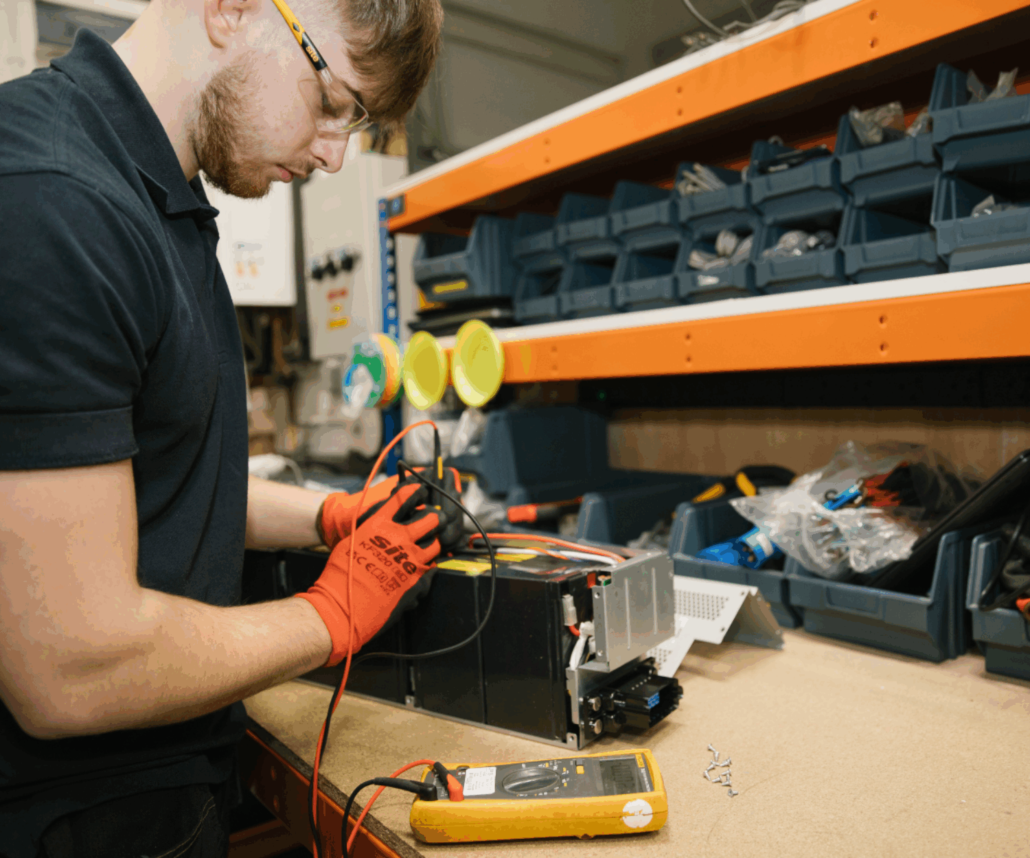 Man working on battery