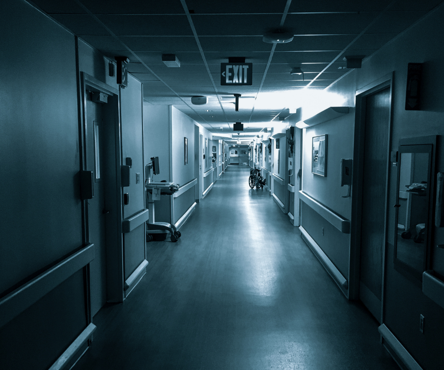 Hospital corridor black and white
